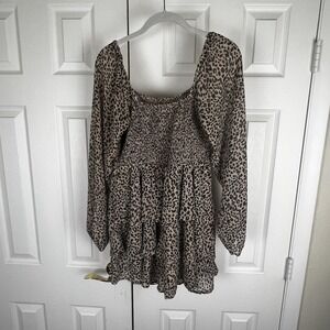 Entro Women's Romper Cheetah Print Size Medium Off The Shoulder Boho Whimsical